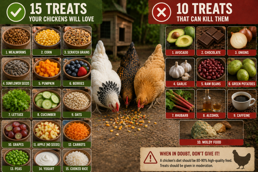 15 Treats Your Chickens Will Love (and 10 That Can Kill Them)